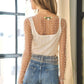 Bead and Pearl Embellished Long Sleeves Mesh Top