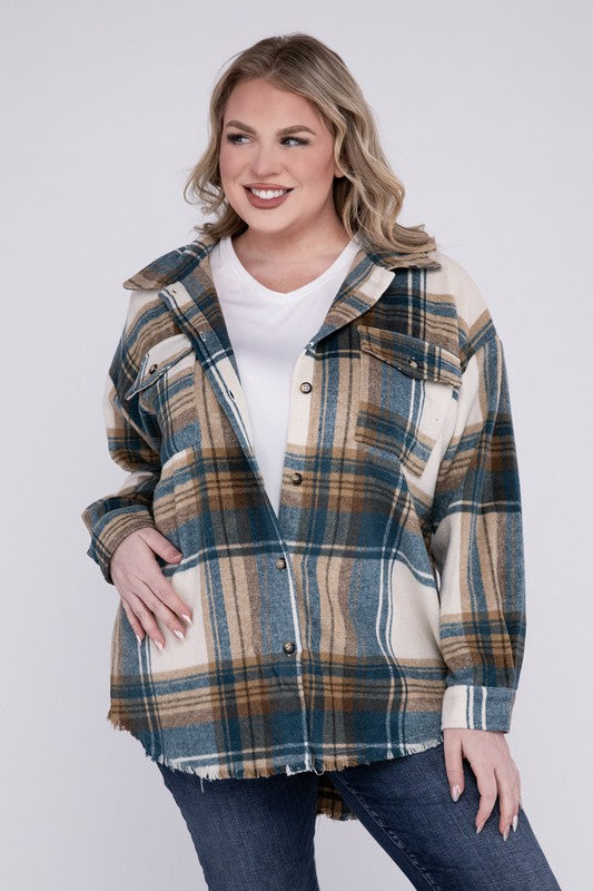 Gabby Plus Size Yarn Dyed Plaid Shirt Jacket