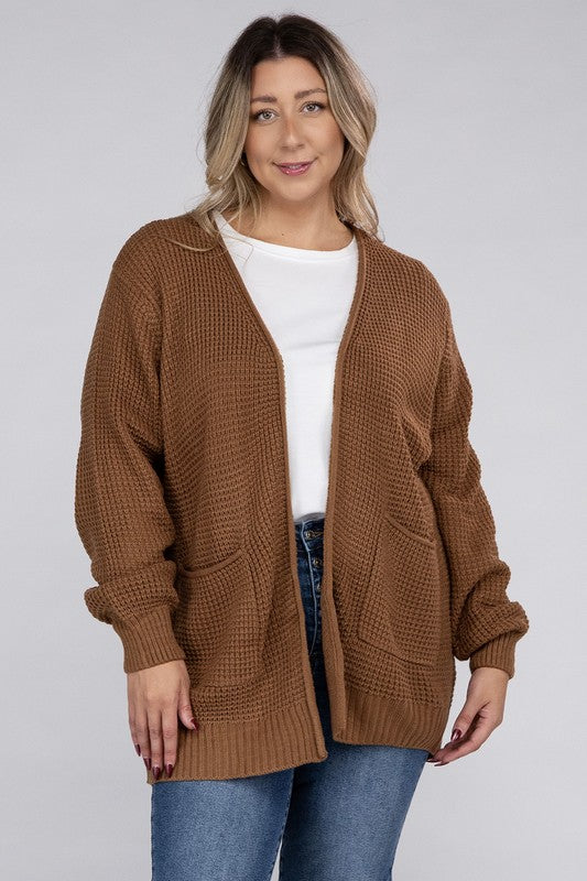 Amelia Plus Waffle Cardigan