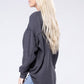 Double Gauze Oversized 3/4 Button Henley Neck Top