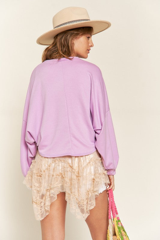 TERRY BATWING SLEEVE TOP