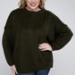 Plus Oversized Round Neck Raw Seam Melange Sweater