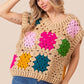 BiBi Granny Square Openwork Sweater Vest