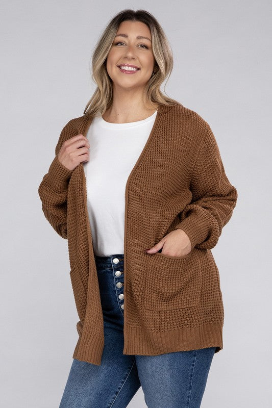 Amelia Plus Waffle Cardigan