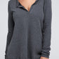 Melange Baby Waffle V-Neck Long Sleeve Top