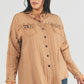 Johnna Plus Distressed Hem Button Down