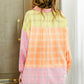 BiBi Plaid Color Block Raw Hem Shirt