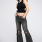 Distressed Vintage Washed Wide Leg Pants