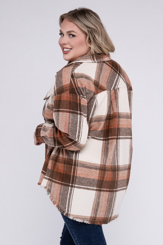 Gabby Plus Size Yarn Dyed Plaid Shirt Jacket