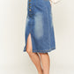 Denim button down front midi skirt