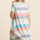 BOMBOM Striped Short Sleeve Dress with Pockets