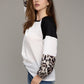 Leopard Print Color Block Top