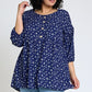 lightweight Button Accent Ditsy Floral Tunic