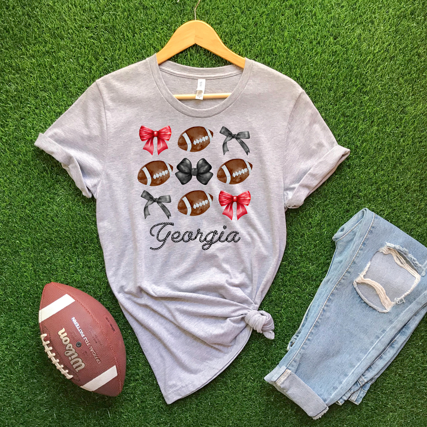 College Football Bows & Footballs Graphic Tee