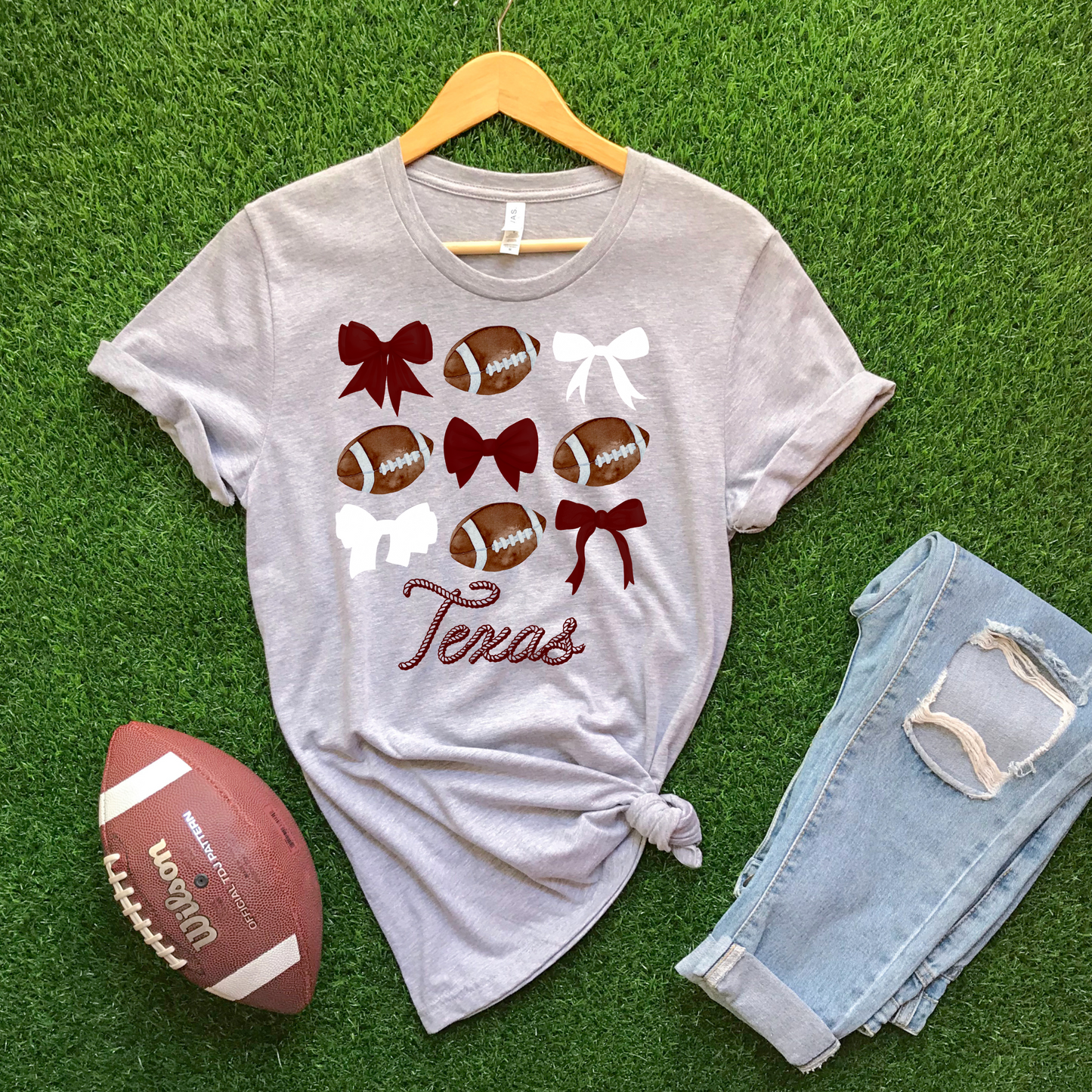 College Football Bows & Footballs Graphic Tee